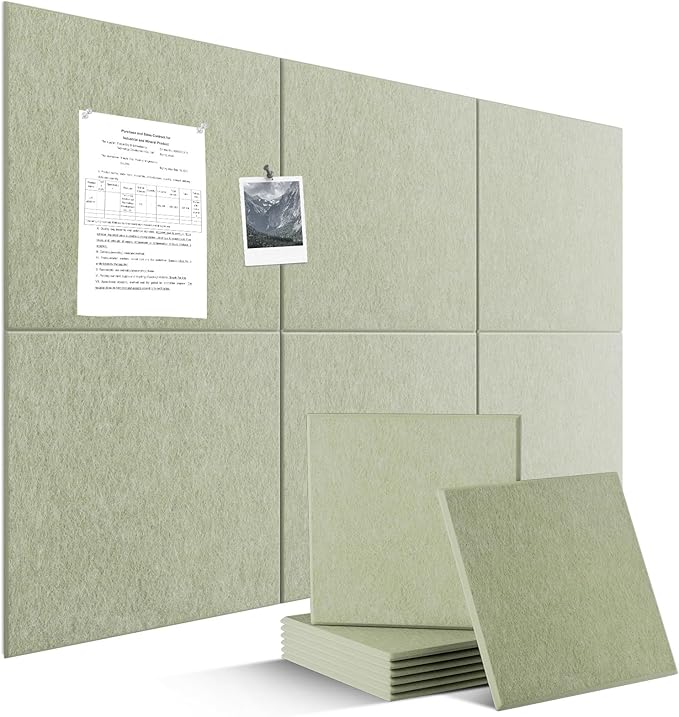 Large Felt Bulletin Board Tiles 36" x 24" Cork Board Alternative 6 Pack with 40 Adhesive Tabs Felt Wall Tiles Cork Boards for Walls Thick Slat Wall Panels for Home Office Classroom Decor