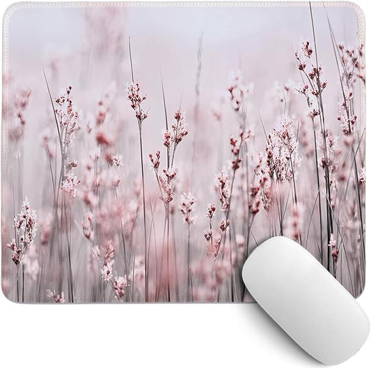 Pink Spring Floral Mouse Pad,Lavender Flower Mouse Pads,Cottagecore Flower Desk Mat for Home Office Dorm Desktop Decor,10.2x8.3 Inch