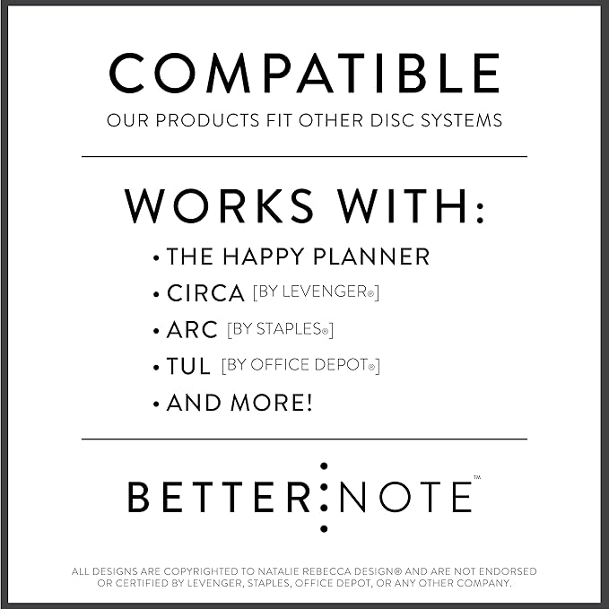 BetterNote 2026 Monthly Calendar Refill Fits Disc Notebooks, Fits Happy Planner, Levenger Circa, Arc Staples, TUL Office Depot, InkWell Press (Classic, 9-Disc, 7"x9.25")