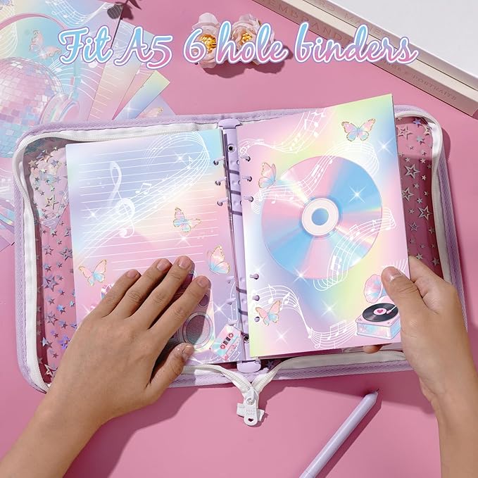 100 Sheets Watercolor A5 Planner Inserts - 120GSM Thick Gradient Music Refill Papers for A5 6-Ring Binder, Singer Loose Leaf Sheets for Journal Diary Notebook Creative Planning Budget