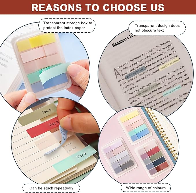 15 Colors Sticky Notes Tabs Pastel, File Tabs Flags Colored Page Markers Pop-up, Adhesive Index Tabs Stickers, Writable Book Tabs for Annotating Books, Notebooks, 300Pcs