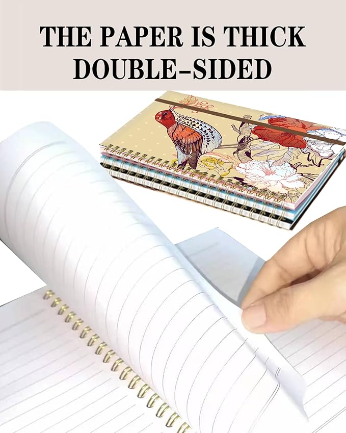 Spiral Journal Notebook, A5 Cute Notebooks for Women Men, College Ruled Hardcover Notebook for Work & Note Taking, 60 Pages Double-Wire Journals for Writing, Cute Red Bird