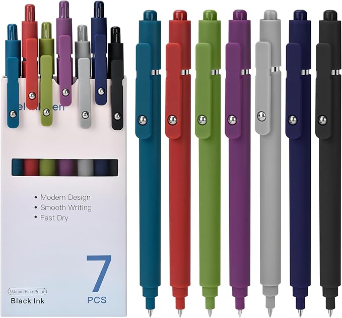 Donse 7 Pcs Gel Pens: 0.5mm Quick Dry Black Ink Fine Point Smooth Writing Pens High-End Series Ballpoint for Journaling Note Taking School Office Supplies Gifts for Women Men Nurse Teacher Students