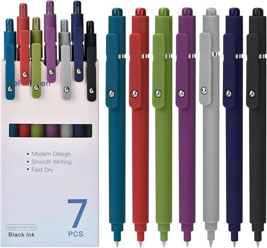 Donse 7 Pcs Gel Pens: 0.5mm Quick Dry Black Ink Fine Point Smooth Writing Pens High-End Series Ballpoint for Journaling Note Taking School Office Supplies Gifts for Women Men Nurse Teacher Students