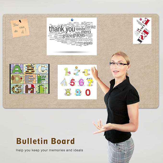 Large Cork Bulletin Board - 60 X 36 Inches With 30 Pushpins, 5' x 3' Pin Board for Walls, Self-Adhesive Felt Vision Board, Foldable Photo Board (Beige Brown)