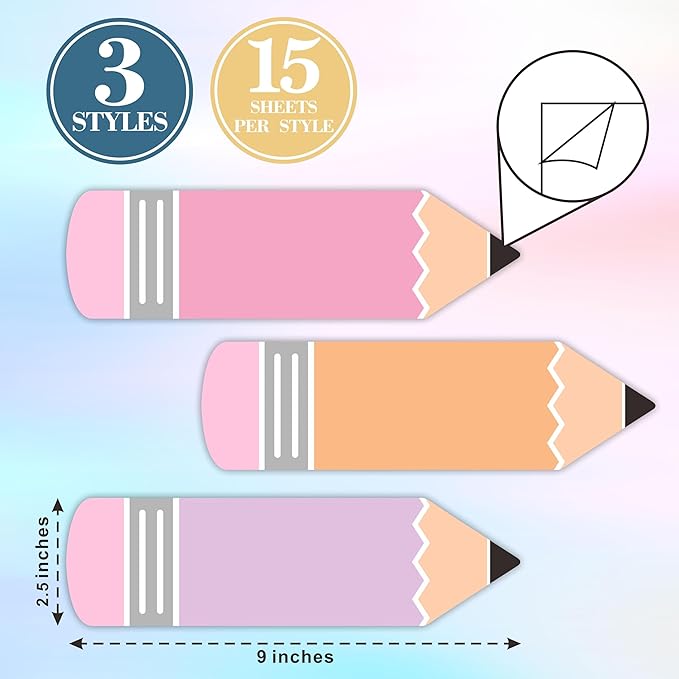 Colorful Pencils Shapes Student Name Tags - 45 Pcs Self-Adhesive Stickers for Teens - Multipurpose Name Label Favors Decorations & Supplies for Classroom Desks Bulletin Boards School -A08