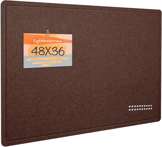 Large Bulletin Board - 48 x 36 Inches, Decorative Felt Pin Board for Wall - 4' x 3' Foldable Photo Display Board with Self-Adhesive Tape, Includes 20 Push Pins - Saddle Brown