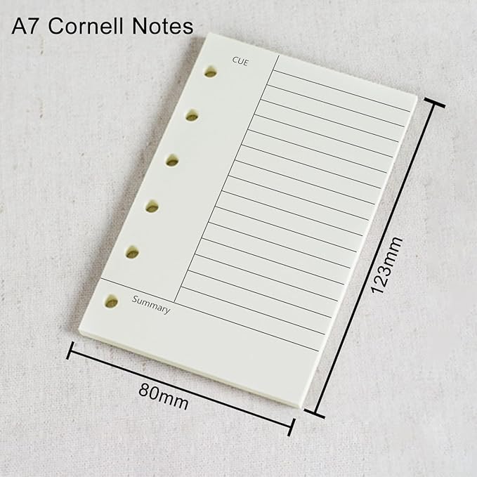 A7 Planner Refill, 3 Pack 135 Sheets/270 Pages Planner Inserts Thick Refillable Paper, 6 Ring Filler Inserts Loose Leaf Paper Cornell Refill for 6 Hole Binder Journal Notebook(4.72'' x 3.34'')