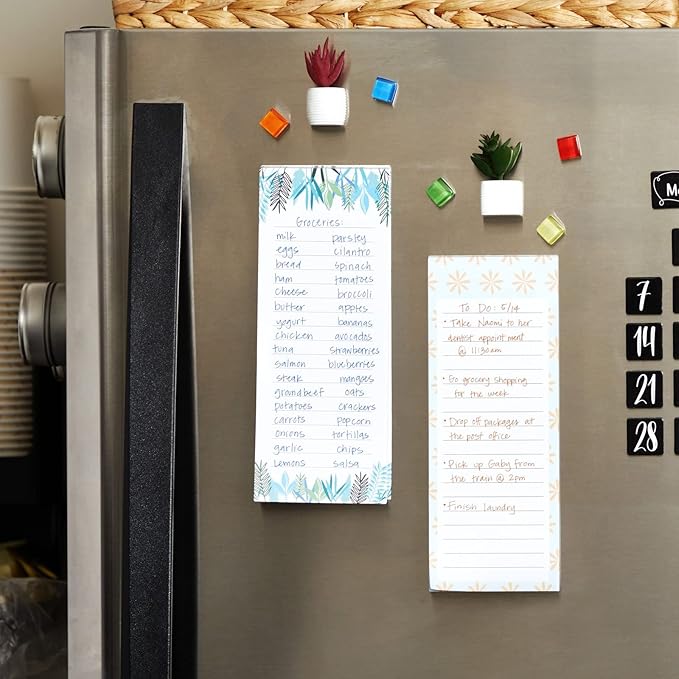 Juvale Magnetic Note Pads for Fridge - 6-Pack, 3.5 x 9 in, Floral Designs - Grocery List Notepad & To Do List Pad - Full Magnetic Backing