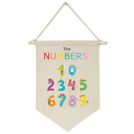 the Numbers Education - Christmas Gifts for Baby Kids Girl Nursery Room Front Door - Canvas Hanging Flag Banner Wall Sign Decor - Preschool Education- Baby Shower,Birthday,New Year Gifts for Baby Kids
