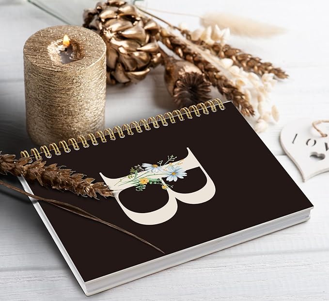 Trendy Personalized Journal Hardcover Spiral Notebook,Black Initial Letter B Notebook,Monogrammed Gifts for Women Teen Girl,College Ruled Hardcover Spiral Notebook 5.5 x 8.3