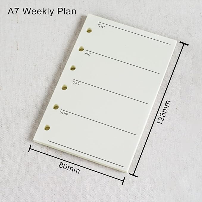 A7 Planner Refill, 3 Pack 135 Sheets/270 Pages Weekly Plan Paper, 6 Ring A7 Pocket Binder Refills Inserts Mini Refill, 6 Hole Loose Leaf Paper Refill for Binder Journal Notebook(4.72'' x 3.34'')