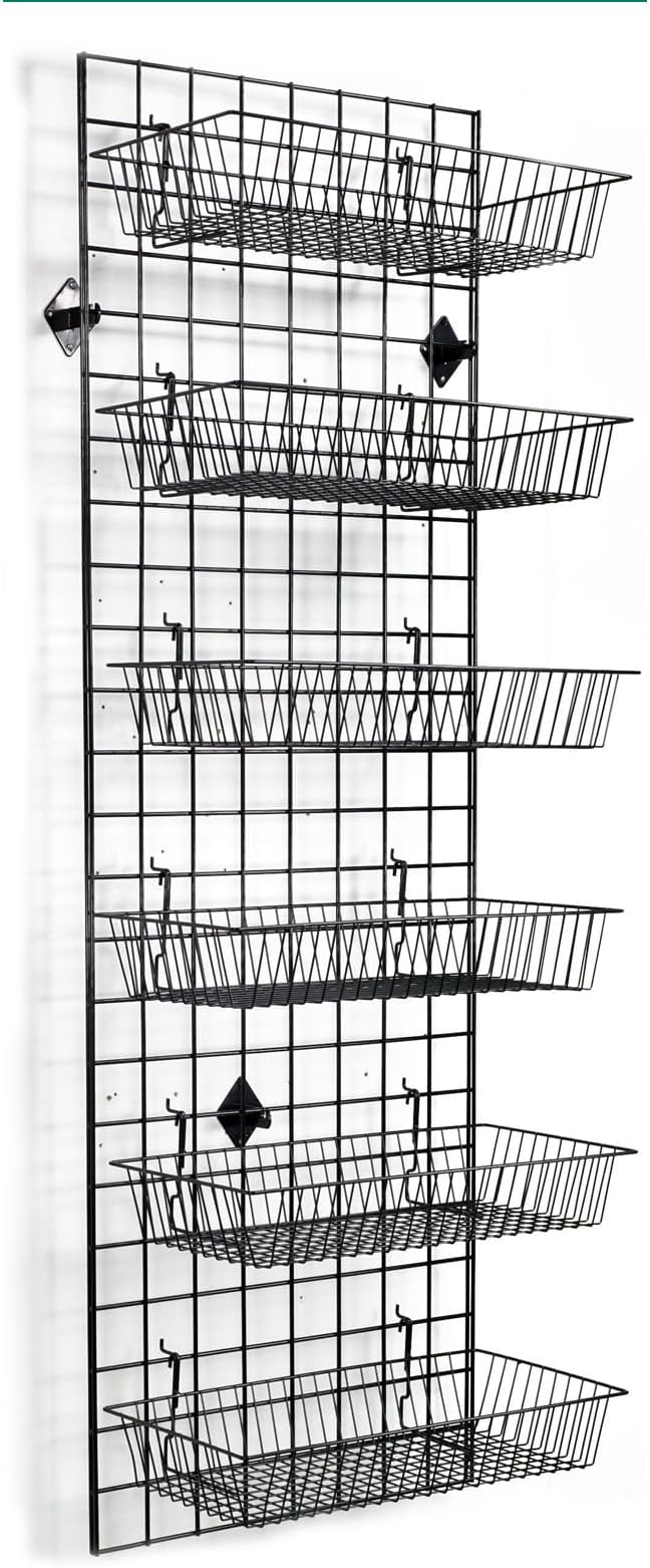 Grid Wall Commercial Grade Gridwall Panels – Heavy Duty Grid Panel for Any Retail Display Wall Grid 2' Width x 6' Height, Black (Pack of 4)