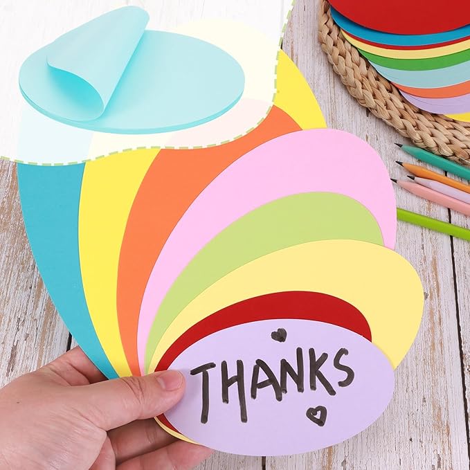 MECCANIXITY 30pcs Oval Card Stock 6-1/2 Inch 50lb/180gsm Thick Cutouts Coaster Paper for Craft Bulletin Board Decor, Light Blue