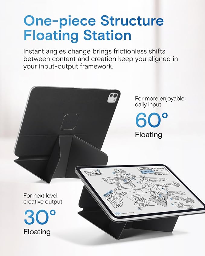 MOFT Dynamic Folio Tablet Stand for Desk Compatible with iPad (11th A16 2025 | 10th A14 2022), Slim Magnetic Tablet Holder Case with 20+ Viewing Angles, Jet Black