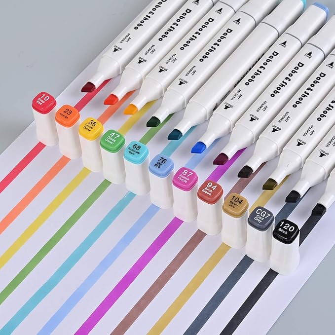 Dabo&Shobo 96 Colors Alcohol Marker, Drawing Markers, Dual Tip Markers, Fine & Chisel Tip, Chisel Marker For Adult Coloring And Sketching