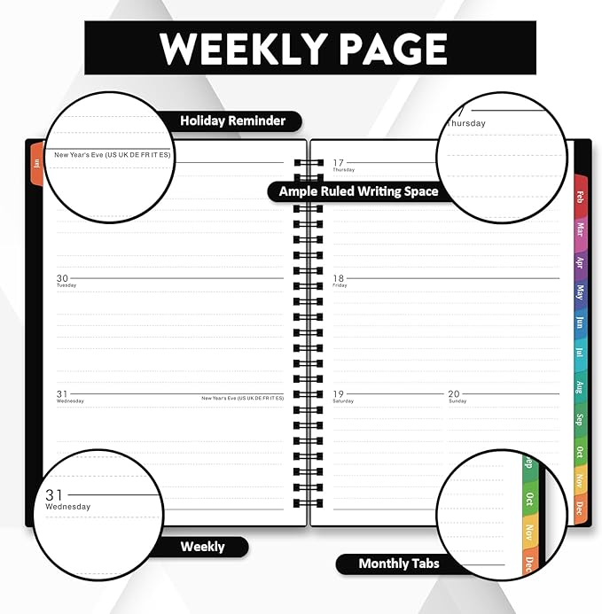 2026 Planner - Planner 2026, 2026 Planner Weekly and Monthly with Tabs, Jan 2026 - Dec 2026, 6.25" × 8.3", Strong Twin-Wire Binding