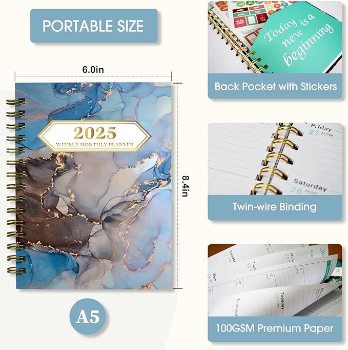 Ymumuda 2026 Planner, Daily Weekly Monthly Planner, 2026 Calendar Planner (Jan 2026 - Dec 2026), 8.4" x 6.3", Teacher School Student Work Agenda with Tabs, Ideal for School Office Supplies