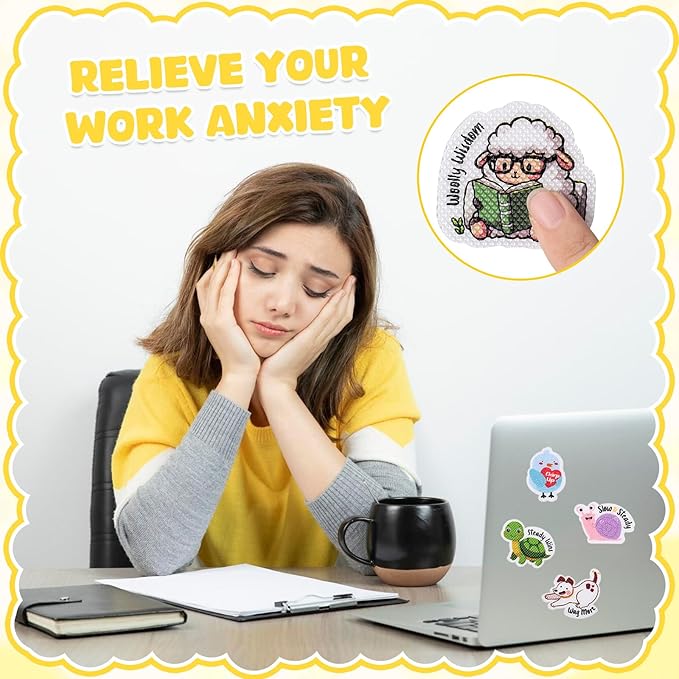 60 Pcs Anxiety Sensory Stickers Resuable Calm Stickers 2 Textured Surface Sensory Strips 15 Animal Style Fidget Tactile Stickers for Office Classroom Adult Teens