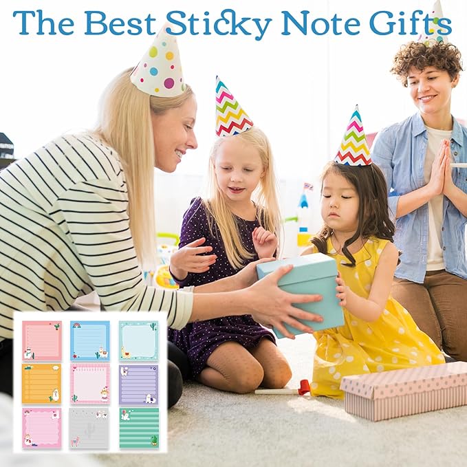 Alpaca Sticky Notes Gifts, 9 Pack Colorful Llama Notepads 3x3 Inch, Mexican Camel Self-Stick Memo Pad Office School Supplies Gifts for Women Men (450 Sheets)