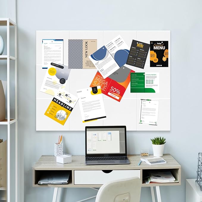 Large Cork Board for Wall 47" x 35", Bulletin Board, 12 Pack Felt Wall Tiles With 80 Pushpins, Pin Board Tack Board for Office