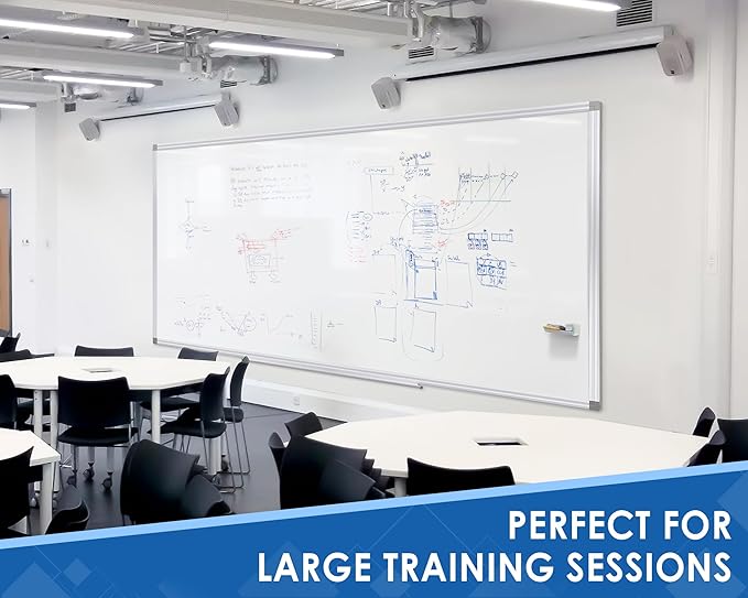 Swansea Magnetic Dry Erase Whiteboard 90 x 43 inches, Large White Board Dry Erase for Wall with Silver Aluminum Frame & Marker Tray for School Office Home, 230 x 110 cm
