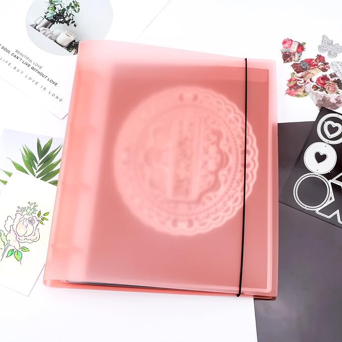 A4 4-Holes Round Ring View Binders Plastic Cover, Refillable Notebook Journal Binder File Folder, Loose Leaf Sheet Protector/DIY Scrapbooking/Binder Cover Protector (Orange)