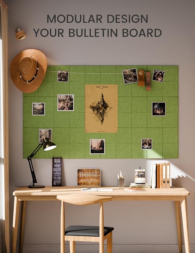 Fluxynara Large Felt Bulletin Board 36" x 24"Cork Board Alternative-6 Pack with 40 Safe Removable Adhesive Tabs, Cork Boards for Walls Cork Board for Home Office Classroom Pin Board-Kelly Green