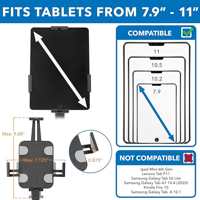 Mount-It! Anti-Theft Tablet Kiosk Countertop Stand, Universal Retail POS Tablet Stand for 7.9"–11" iPad & Samsung Tablets, 360° Rotation & Bolt-Down Base, Black