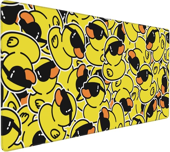 Cartoon Rubber Duck with Sunglasses Mouse Pads XXL Extended Mousepad with Stitched Edges Non-Slip Rubber Base Computer Keyboard Pad Desk Mat for Home Office Desk Decor, 35.4" X 15.7"