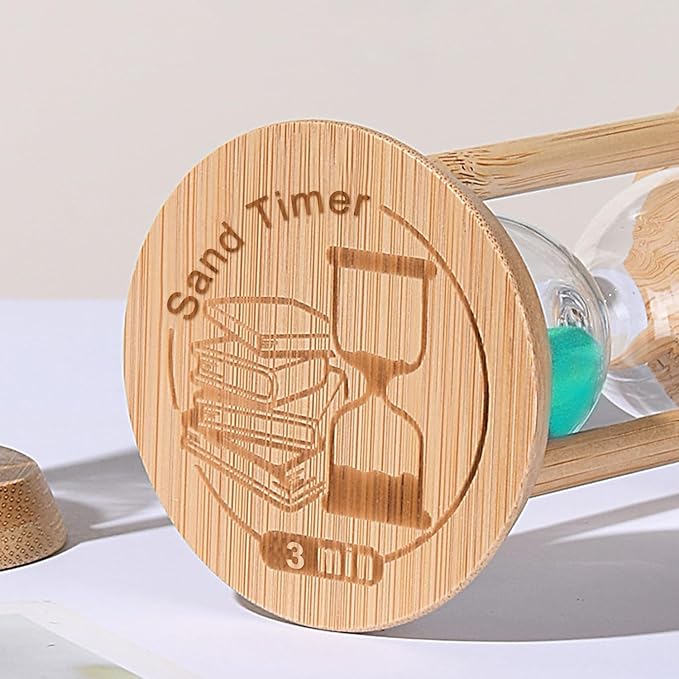 SuLiao Wooden Sand Timer 3 Minute Hourglass, Beech Green 3 Min Timer, Small Sand Clock Three Minutes, Reloj De Arenai, Hour Office, Decorative, Game, Classroom Hour Glass Sandglass for Home