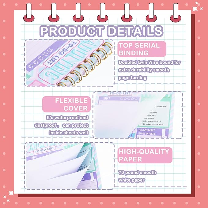 Glenmal 4 Pack 30 Sheets to Do List Notepad Adulting Note Pad Adult Notepads to Do List Notebook Checklist Daily Planner for Adult Office Memo Work Stuffers New Year, 5.2 x 7.8 Inches