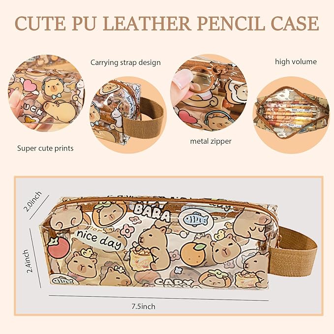 Cute Capybara School Supplies Capybara Stationery Set Includes Gel Pens Pencil Eraser A5 Notebook Stickers ID Badge Holder Ruler Kawaii Birthday Christmas Gifts for Office School Supplies