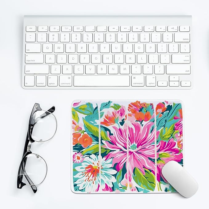 Colorful Floral Desk Mat,Boho Floral Mouse Pad,Preppy Desk Mat,Girly Summer Mouse Pads Desktop for Dorm Home Office Desktop Decor,11.8x9.8 Inch