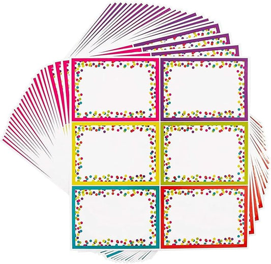 Bright Creations Name Tag Stickers for Classroom Supplies - 144 Labels, 3.5 x 2.5 in, Multicolor - Teacher Supplies & Student Name Tags for Desks & Labels for Classroom Bins