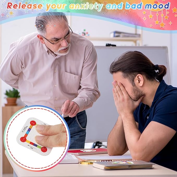 36 Pcs Anxiety Sensory Stickers Strips Adhesive Textured Mental Health Calm Stickers Mindfulness Fidget Decals Stress Anxiety Relief Items for Therapy Office Desk (Bright Breathe)