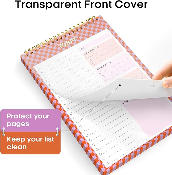 To Do List NotePad, Aesthetic To Do List Notebook for Work With 52 Sheet For Daily Tasks and Goal Setting, Undated Daily Planner Perfect for Office, Home and School Supplies - Sunset Checkered