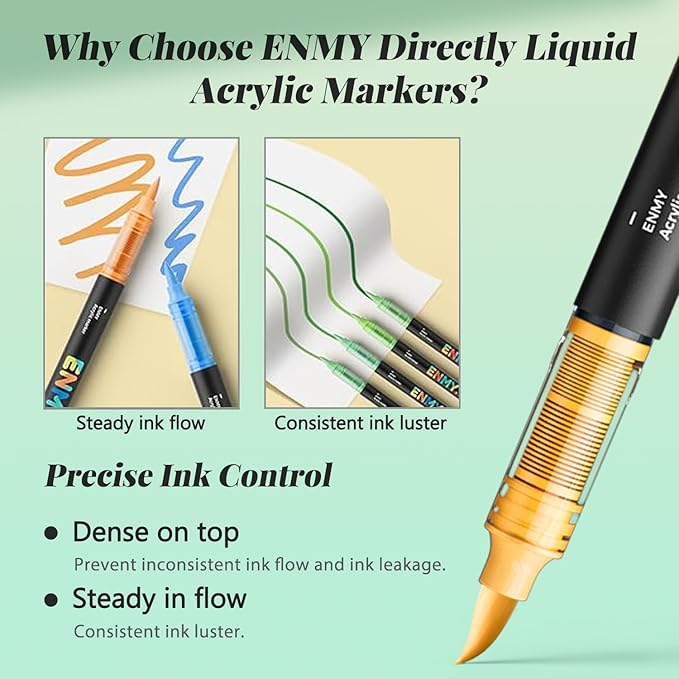 ENMY 80 Colors Acrylic Paint Markers, Direct Liquid Acrylic Paint Marker Pen, Fabric Markers for Textile, Canvas, Rock, Glass, Wood, Paper, DIY, Acrylic Coloring Pens for DIY Craft Supplies
