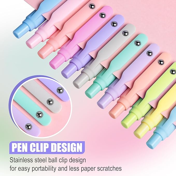 Gel Pens, 12 Pcs Black Ink Pens 0.7mm Medium Point| Quick Dry No Smudge, Smooth Writing, Retractable Cute Aesthetic Pens for Journaling Note Taking School Office Supplies