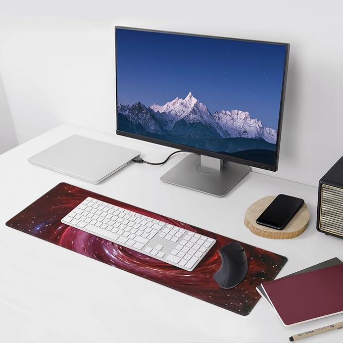 Universe Outer Space Galaxy XL Large Mouse Pad with Stitched Edges Long Non-Slip Rubber Base Mousepad Laptop Keyboard Mat Desk Pad for Office Home Desk Decor, 31.5" X 11.8"