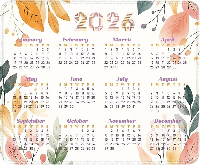 2026 Calendar Desk Pad Mat with Stitched Edges and Non-Slip Rubber Base, Premium-Textured Mouse Pad for Laptop, Computer & PC, Gaming & Working, Waterproof Mousepad