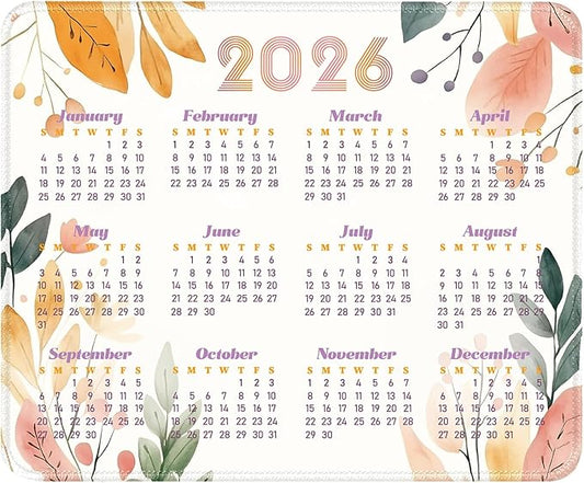 2026 Calendar Desk Pad Mat with Stitched Edges and Non-Slip Rubber Base, Premium-Textured Mouse Pad for Laptop, Computer & PC, Gaming & Working, Waterproof Mousepad
