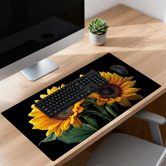 Nuxovilar Sunflower Large Mouse Pad Gaming Mouse Pad Polyester 11.8x31.4 Inches for Home, Studio, Office, Vibrant Decor for Flower Enthusiasts