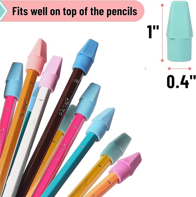 Mr. Pen- Pencil Erasers Toppers Bulk, 500 Pack, Colorful, Latex Free, No Smudge, Mr Pen Erasers for Pencils