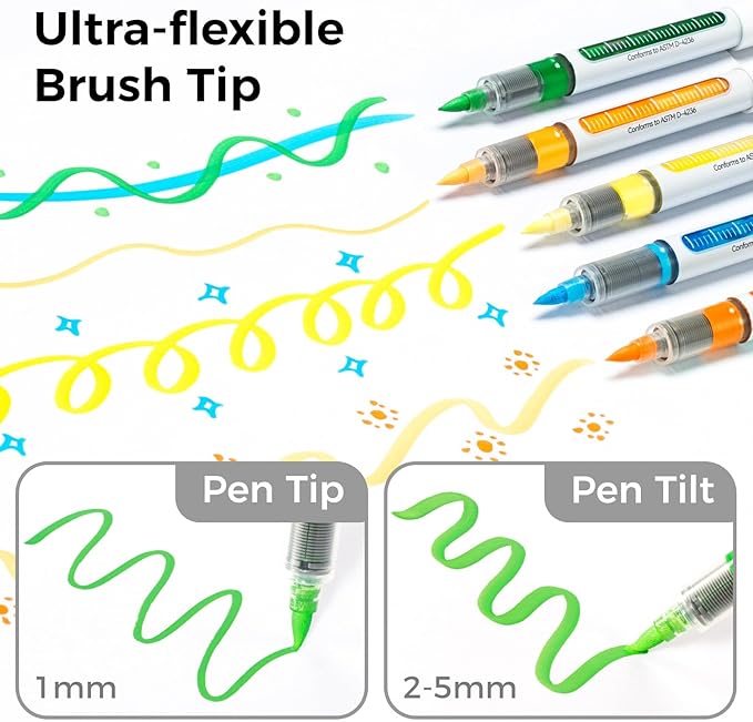 Ohuhu Acrylic Paint Markers Brush Tip: 24 Colors Automatic Ink Control Acrylic Markers High Opacity Paint Pens Waterproof Lightfast for Rock Painting 3D Prints Easter Eggs Wood DIY Crafts- Nahuku