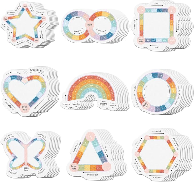 72 Pcs Anxiety Sensory Stickers Strips Adhesive Textured Mental Health Calm Stickers Mindfulness Fidget Decals Stress Anxiety Relief Items for Therapy Office Desk Counselor(Pastel Breathe)