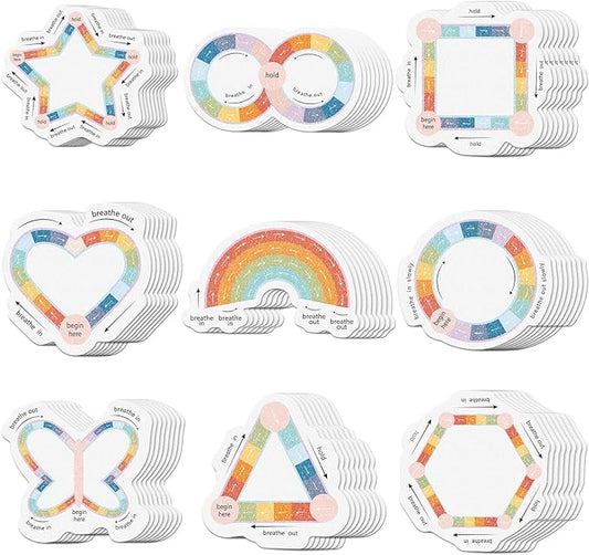 72 Pcs Anxiety Sensory Stickers Strips Adhesive Textured Mental Health Calm Stickers Mindfulness Fidget Decals Stress Anxiety Relief Items for Therapy Office Desk Counselor(Pastel Breathe)