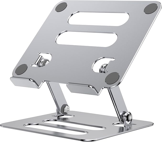 T-Ablet Stand Holder for iPad for Desk, Adjustable Foldable Aluminium Travel T-Ablet Stand for Kindle and T-Ablet (4.7-12.9 inch) Compatible with iPad Pro/Air/Mini, Silver