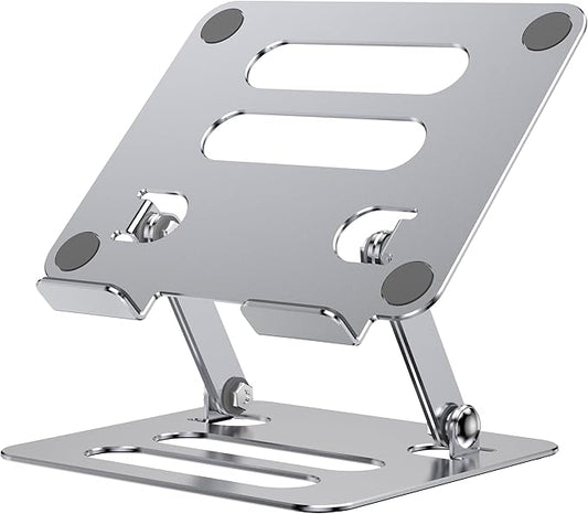 T-Ablet Stand Holder for iPad for Desk, Adjustable Foldable Aluminium Travel T-Ablet Stand for Kindle and T-Ablet (4.7-12.9 inch) Compatible with iPad Pro/Air/Mini, Silver