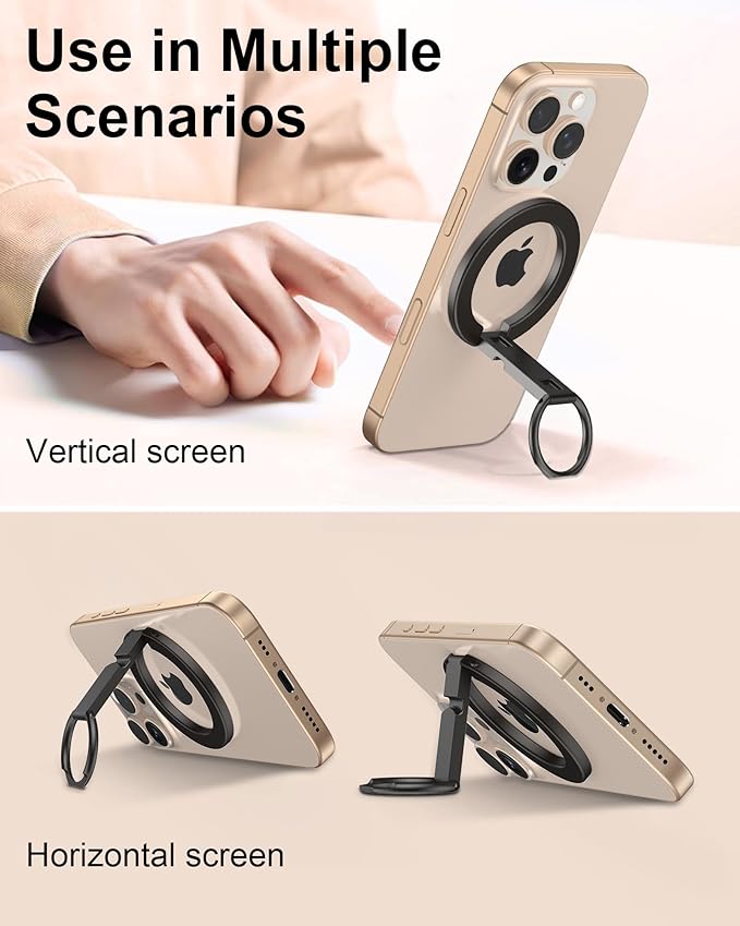 iPhone 17 Pro Max Case Magnetic Phone Ring Holder for Hand, AILKIN MagSafe Cell Phone Ring Holder Grip, Mag Safe Phone Ring Finger Holder for iPhone 17/16/15/14/13/12 Series, MagSafe Kickstand-Grey